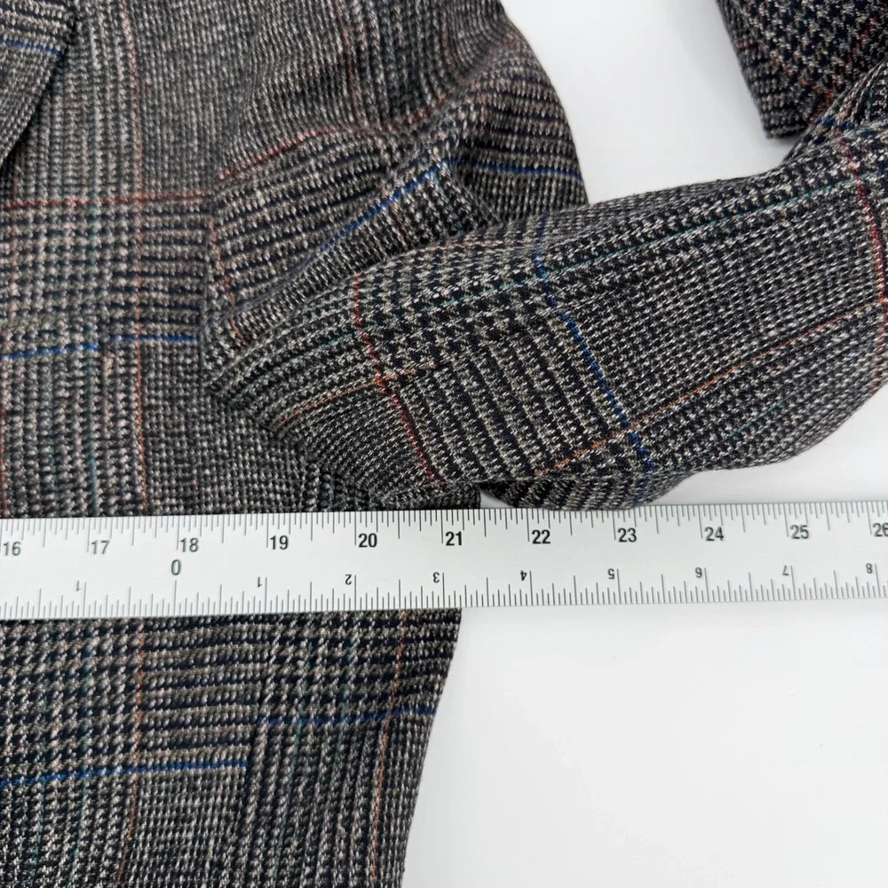 Vintage Mallards Glen Plaid Sport Coat Grey Wool Blend Two Button Blazer 44R Gry